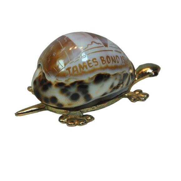 Island Carved Sea Turtle Shell Paper Weight Decoration Nice Piece - Picture 4 of 5